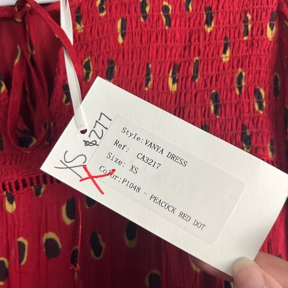 NWT Caballero VANYA DRESS IN PEACOCK RED DOT size xs - Picture 6 of 10